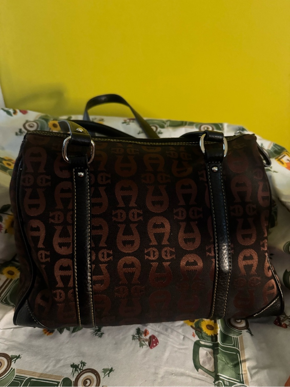 Etienne Aigner Brown Logo Satchel - Picture 16 of 17